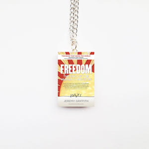 “FREEDOM: The End Of The Human Condition” by Jeremy Griffith, Miniature Book Necklace Keychain Earrings