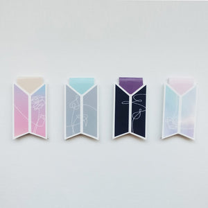 Four BTS Logo Love Yourself themed magnetic bookmarks