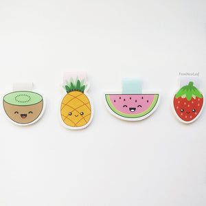 Cute kawaii Summer Fruits Magnetic Bookmarks Pack of 4 