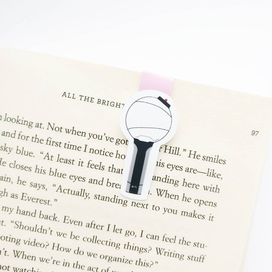 BTS ARMY Bomb magnetic bookmark on page