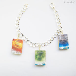 Three Divergent back book series miniature book charm bracelet