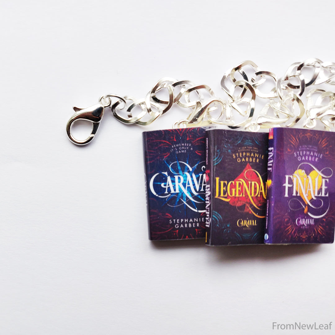 Load image into Gallery viewer, Three Caraval Finale Legendary Series Miniature Book Set Charm Bracelet