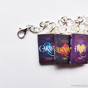 Three Caraval Finale Legendary Series Miniature Book Set Charm Bracelet