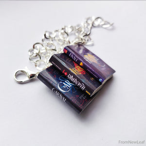 Caraval Finale Legendary Series Side View Miniature Book Set Charm Bracelet