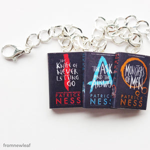 Chaos Walking Patrick Ness Miniature Book Set Charm Bracelet | Knife of Never Letting Go,  Ask and the Answer, Monsters of Men