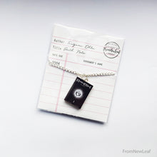 Load image into Gallery viewer, Death Note Manga Miniature Book Necklace packaged in library card