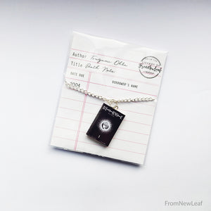 Death Note Manga Miniature Book Necklace packaged in library card