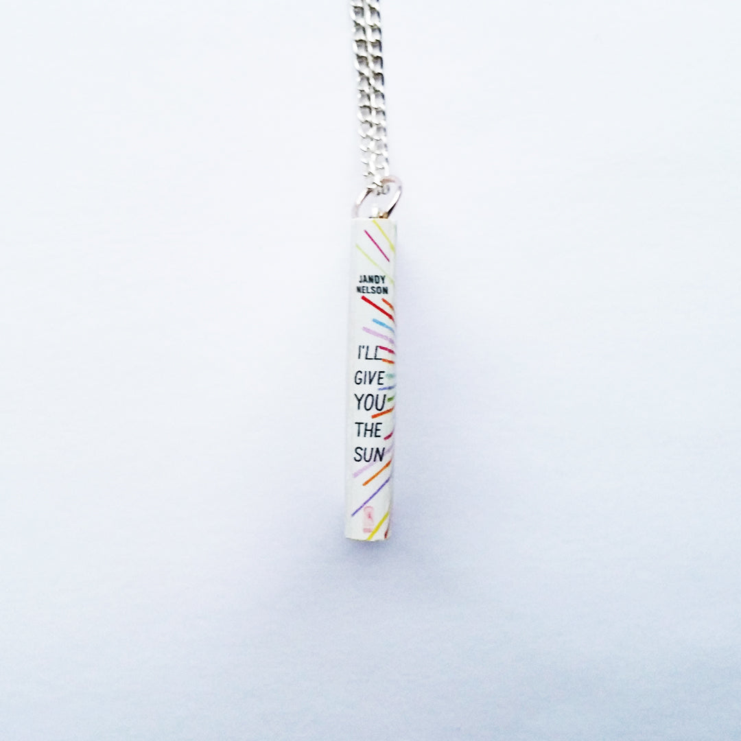 Load image into Gallery viewer, I'll Give You The Sun spine Miniature Book Necklace