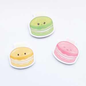 Cute Macaroon Magnetic Bookmark | French | Pink, Green, Yellow fromnewleaf