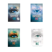 Load image into Gallery viewer, Shatter Me, Unravel Me, Ignite Me, Restore Me Miniature Book Set Necklace Keychain
