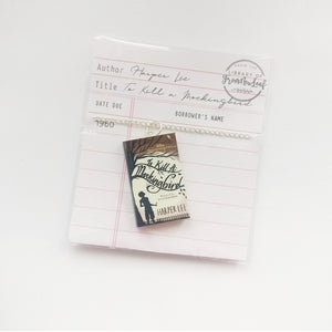 To Kill A Mockingbird Reprint Edition Miniature Book Necklace packaged library card
