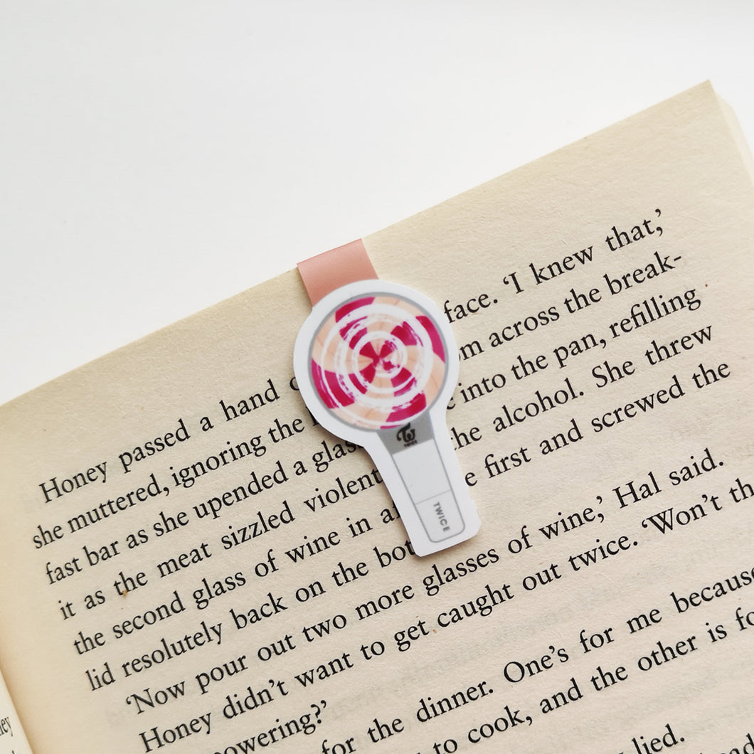 TWICE ONCE Candy Bong Magnetic Bookmark on book page