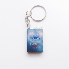 Load image into Gallery viewer, Unravel Me Tahereh Mafi miniature book keyring keychain